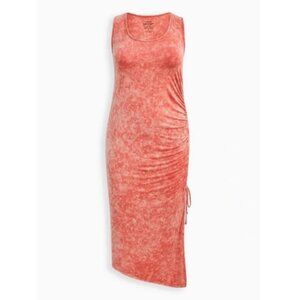 NWT Torrid 2 Coral Wash Super Soft Ruched Bodycon Maxi Dress 2X 18 20